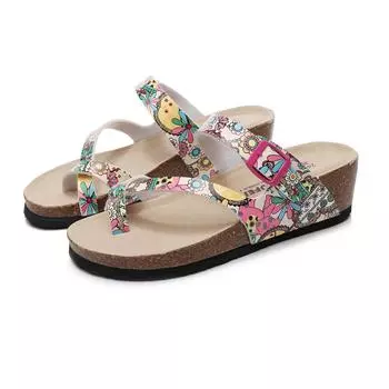 Женские босоножки на танкетке с пряжкой и ремешком на высоком каблуке, модные босоножки на платформе для отдыха 36