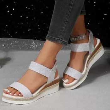 Женские босоножки на танкетке с высоким каблуком, новые туфли на платформе, летние модные пляжные тапочки, женские туфли-лодочки для ходьбы, шлепанцы, Zapatos Mujer 36 золотой