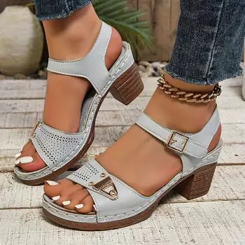 Женские босоножки на толстом каблуке, модные босоножки на высоком каблуке с открытым носком, модные туфли на высоком каблуке с полым дизайном 36 розовый