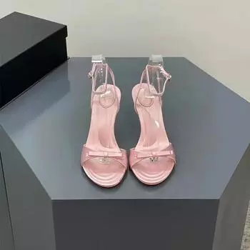 Женские босоножки на высоком каблуке 2024 года, новые элегантные летние туфли-лодочки с бабочками из сатина, женские босоножки с открытым носком и ремешками на щиколотке 34