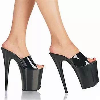 Женские босоножки на высоком каблуке 20 см, модель для подиума, сценические сандалии на высоком каблуке, большие размеры на шпильке YKC 46