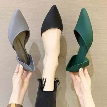 Женские босоножки на высоком каблуке из ПВХ, однотонные, с острым носком, средней толщины, с неглубоким носком, нескользящие, повседневные туфли 35 чёрный