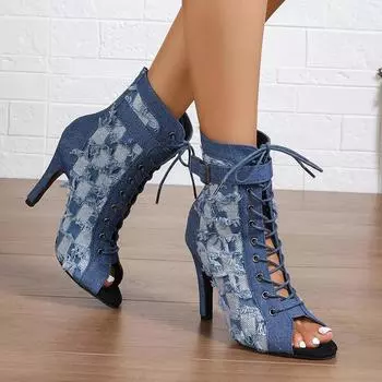 Женские босоножки на высоком каблуке, летние новые модные босоножки, удобные легкие повседневные сандалии с открытым носком, обувь для женщин 35 синий