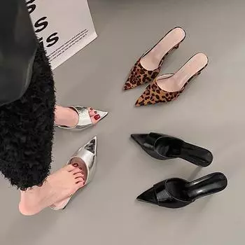 Женские босоножки на высоком каблуке, летние, новые, модные, элегантные, с открытым носком, с леопардовым принтом, женские, сексуальные, вечерние, босоножки на высоком каблуке 35 40 35 серебряный