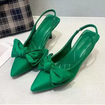 Женские босоножки на высоком каблуке, летние новые модные женские элегантные формальные босоножки на высоком каблуке с бантом и острым носком 38 красный