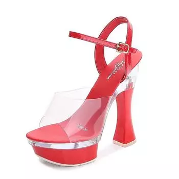 Женские босоножки на высоком каблуке, летняя нескользящая пикантная обувь на платформе и толстой подошве, серия 10365, каблук 14 см, платформа 4 см, LFD 34 белый