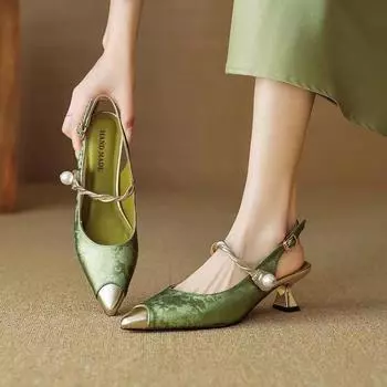 Женские босоножки на высоком каблуке Летняя новая мода Мэри Джейн Элегантные женские заостренные роскошные черные босоножки на высоком каблуке Zapatos Mujer 35 чёрный