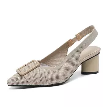 Женские босоножки на высоком каблуке, модные, с острым носком, вязаные, дышащие, нескользящие, с резиновой подошвой, модные, сексуальные туфли-лодочки 34 чёрный