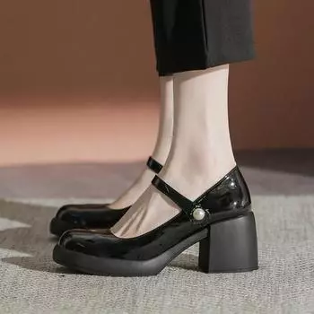 Женские босоножки на высоком каблуке, пикантные брендовые туфли-лодочки, летняя модная обувь на массивном каблуке, новый тренд, вечерние платья, женская обувь Мари Джейн в стиле Лолиты 35 чёрный