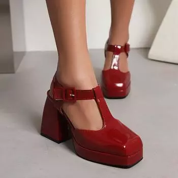 Женские босоножки на высоком каблуке с кожаной подкладкой, летние роскошные туфли с круглым носком на толстом каблуке, увеличивающие рост, модные универсальные 40 чёрный