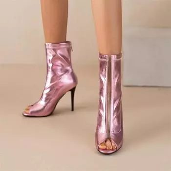 Женские босоножки на высоком каблуке с открытым носком на шпильке и молнии, сексуальные удобные ботинки для джазовых танцев, женская модная обувь, летняя серебристая 46 34 золотой