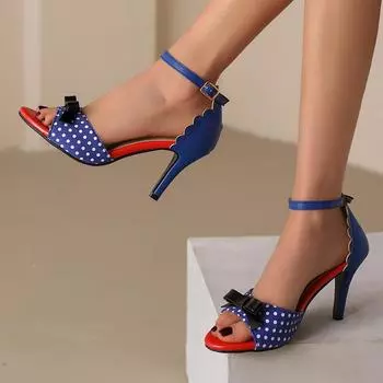 Женские босоножки на высоком каблуке, весна-лето, новые, туфли большого размера с тонким каблуком и цветными вставками в форме рыбьего рта 34 чёрный