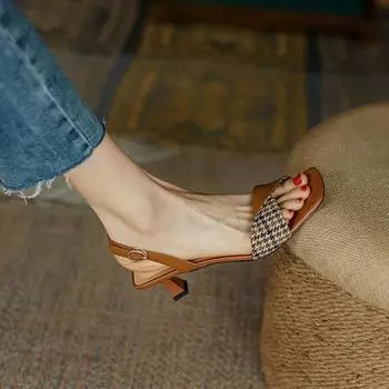 Женские босоножки, новинка 2024 года, римские сексуальные босоножки для вечеринок, ортопедические летние туфли на высоком каблуке, туфли-шпильки из натуральной кожи оранжевого цвета 34