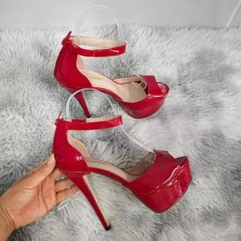 Женские босоножки, новые сексуальные туфли на платформе 14 см, супер-высокие каблуки-шпильки с открытым носком, с ремешком на щиколотке, сандалии-гладиаторы, вечернее платье, свадебные туфли 35 чёрный