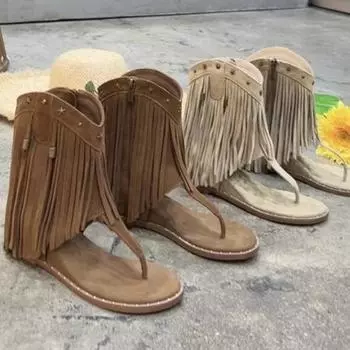 Женские босоножки с бахромой, увеличивающие рост, туфли на танкетке, женские летние пляжные шлепанцы, сандалии на танкетке с кисточками, женские сандалии 35 чёрный