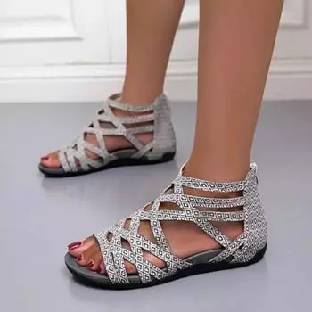 Женские босоножки с леопардовым принтом на покатом каблуке, нескользящие, легкие, удобные, повседневные женские тапочки, повседневные туфли на плоской подошве в Риме 35