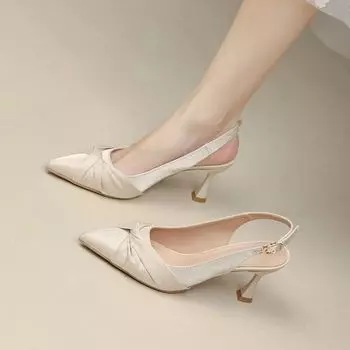 Женские босоножки с острым носком закрытые лето 2024 тонкий каблук черные женские туфли шпилька обувь для вечеринки свадьбы в наличии винтаж 34