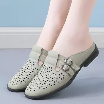 Женские босоножки с открытой спиной, летние туфли-мюли без застежек, серые тапочки с закрытым носком, женские повседневные сабо EU: 36 чёрный