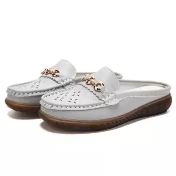 Женские босоножки с открытой спиной, летние туфли-мюли без застежек, закрытые тапочки, удобные повседневные дорожные мюли EU: 36 серый