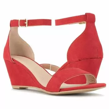 Женские босоножки, сексуальные летние туфли-лодочки с острым носком 8 см, высокие каблуки, танкетка, платформа, ремешок на щиколотке, босоножки для вечеринки, однотонные свадебные туфли 35 красный