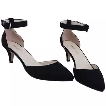 Женские босоножки, сексуальные туфли-лодочки, новые летние женские замшевые туфли на тонком каблуке 5 см, свадебные туфли с открытым носком и ремешками на щиколотке 35 чёрный
