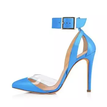 Женские босоножки Шпильки Роскошные Сексуальные Полые Прозрачные 11см Ремешок на щиколотке Острый носок Туфли на высоком каблуке Лодочки Вечерние Свадебные Туфли для платья 35