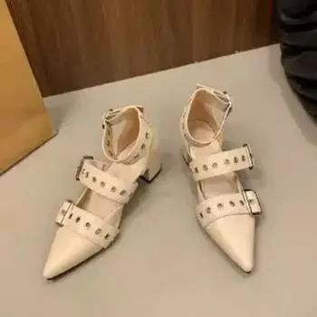 Женские босоножки Весна Новые высокие каблуки с острым носком и пряжкой на щиколотке Вечеринка Ретро модные женские босоножки Zapatos Muje 35
