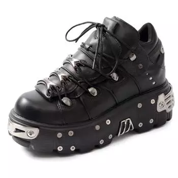 Женские ботильоны 2025 года, женские, на толстой подошве, со шнуровкой, металлическим украшением, с круглым носком, на платформе, кроссовки Ladeis Punk Gothic 36