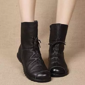 Женские ботильоны большого размера, осенние туфли на низком каблуке, повседневные женские короткие ботинки на платформе, модная женская обувь со шнуровкой 4 чёрный