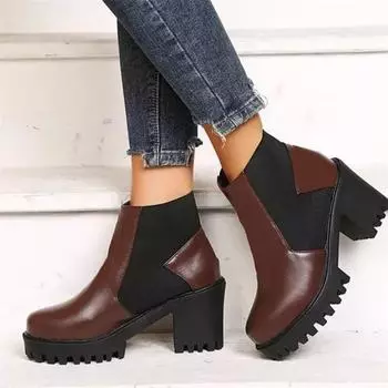 Женские ботильоны, ботинки «Челси» с круглым носком на массивном высоком каблуке и платформе, женская модная обувь, осенне-зимняя белая обувь 43
