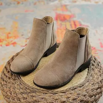 Женские ботильоны челси из искусственной замши, мода 2024 года, осень, новые мягкие кожаные ботинки, женские, без застежек, однотонные, повседневные, Botas Mujer 36 хаки
