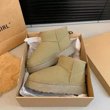 Женские ботильоны для дома, простые, теплые, короткие, из плюша и хлопка, универсальные, с круглым носком, на толстой подошве, женские зимние сапоги Botas Mujer 36 хаки