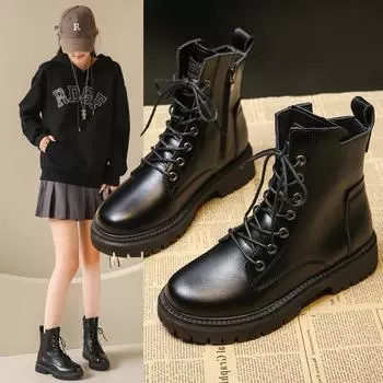 Женские ботильоны из цельного ПУ материала с круглым носком и высоким каблуком, осенне-зимние, повседневные, на молнии, износостойкие, удобные, на толстом каблуке, горячие ботинки 36 коричневый