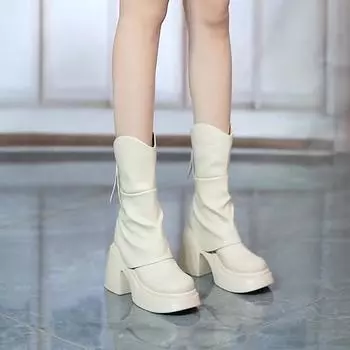 Женские ботильоны из кожи, предложения, женские ботинки Martin, женские трендовые зимние распродажи, розничная продажа, роскошные короткие ботинки на толстом каблуке 40 белый