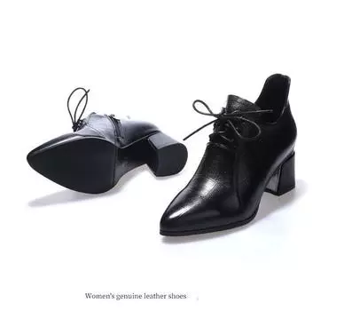 Женские ботильоны из натуральной мягкой кожи, весенние и осенние женские ботинки на высоком каблуке, женские ботинки из кожи со шнуровкой и средним каблуком 5 бежевый