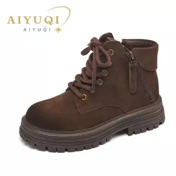 Женские ботильоны из замши и кожи, женские байкерские ботинки в британском стиле, на молнии, на платформе, винтажные женские ботинки 40