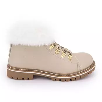 Женские ботильоны из зернистой кожи с искусственным мехом LES TROPEZIENNES PAR M.BELARBI 38 бежевый