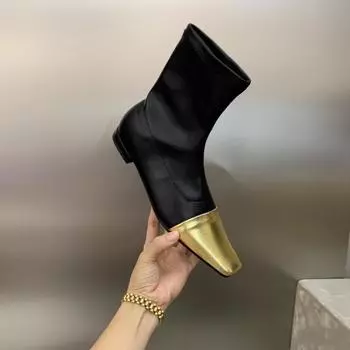 Женские ботильоны, модная повседневная обувь с квадратной головкой и низким каблуком, английские ботинки, женские ботинки челси, Botas De Mujer