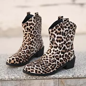 Женские ботильоны, модные, элегантные, танцевальные, вечерние, леопардовые туфли для выпускного вечера, квадратный каблук, женская обувь, женские, современные, короткие сапоги 35 белый