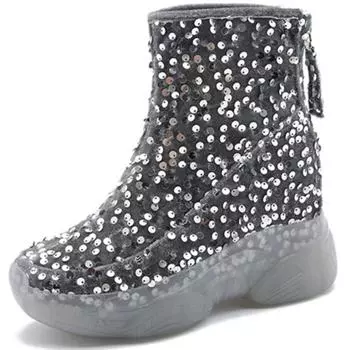 Женские ботильоны Модные женские ботинки с пайетками Женские ботильоны Скрытые каблуки Нескользящие женские осенне-зимние ботинки 34 серый