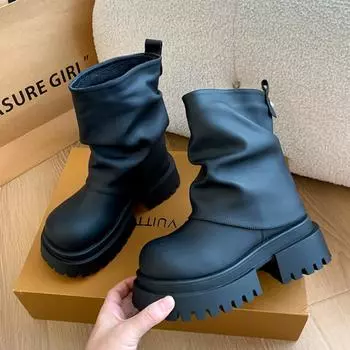 Женские ботильоны на открытом воздухе, новые нескользящие зимние женские ботинки 2024 года, горячая распродажа, износостойкие женские ботинки с круглым носком 35