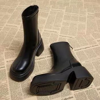 Женские ботильоны на платформе и мотоцикле на среднем каблуке, дизайнерская обувь, классическая обувь зимы 2024 года, новый бренд, гладиаторские ботинки Zapatillas для женщин 35 чёрный