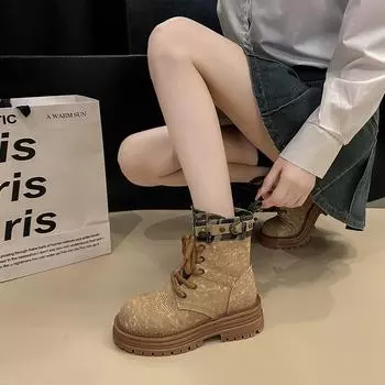 Женские ботильоны на платформе, массивные туфли на среднем каблуке, зимние мотоциклетные ботинки, дизайнерские новые модные тенденции, готические, Zapatos Mujer 35