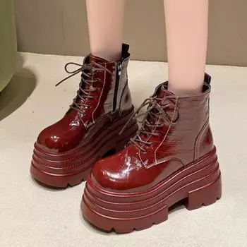Женские ботильоны на платформе, модные туфли на очень высоком каблуке, женская повседневная обувь, зимняя тенденция 2024 года, готическая вечеринка, на шнуровке, ботинки Mujer 34 чёрный