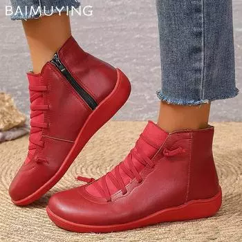 Женские ботильоны на плоской подошве, дизайнерские повседневные кроссовки для бега, зимние кроссовки на шнуровке, трендовые новые брендовые удобные женские кроссовки для ходьбы 36