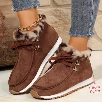 Женские ботильоны на плоской подошве с леопардовым принтом, повседневная обувь, зимние новые модные теплые ботинки челси, спортивные короткие плюшевые туфли, зимние ботинки 36
