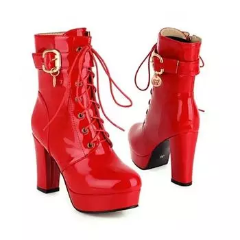 Женские ботильоны на шнуровке 2024 года, осень/зима 2024 года, короткие ботинки на платформе 2024 года, британский ремень с пряжкой, толстый каблук, женские ботинки, размер 33-48 34 белый