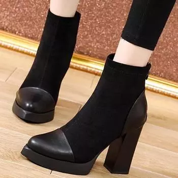 Женские ботильоны на супервысоких каблуках, сексуальные замшевые туфли с острым носком, модные зимние туфли-лодочки, новый бренд, дизайнер 2024 года, готическая обувь Zapatos Lady 35 чёрный