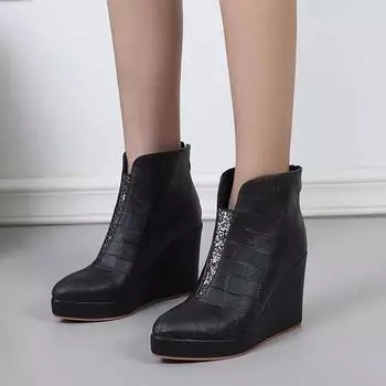 Женские ботильоны на танкетке, повседневные, на шнуровке, на низком каблуке, женские туфли на платформе, женские гладиаторские короткие ботинки, обувь больших размеров, женская обувь 35