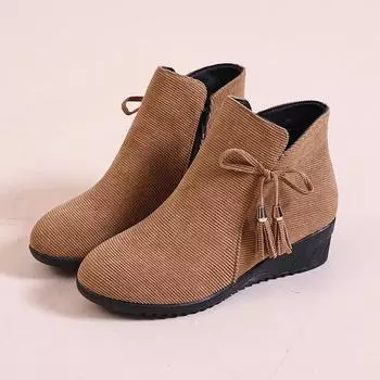 Женские ботильоны на танкетке с круглым носком, туфли на танкетке для женщин, повседневные, офисные, женские ботинки челси, ботинки Zapatos De Mujer 35